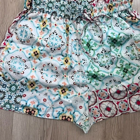 Zara Floral Printed Pull-On Drawstring Satin Shorts Size Large - Picture 5 of 10